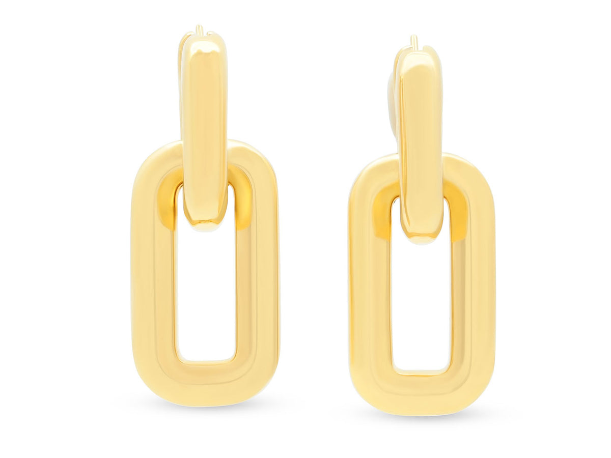 Pair of polished 18k yellow gold link earrings
