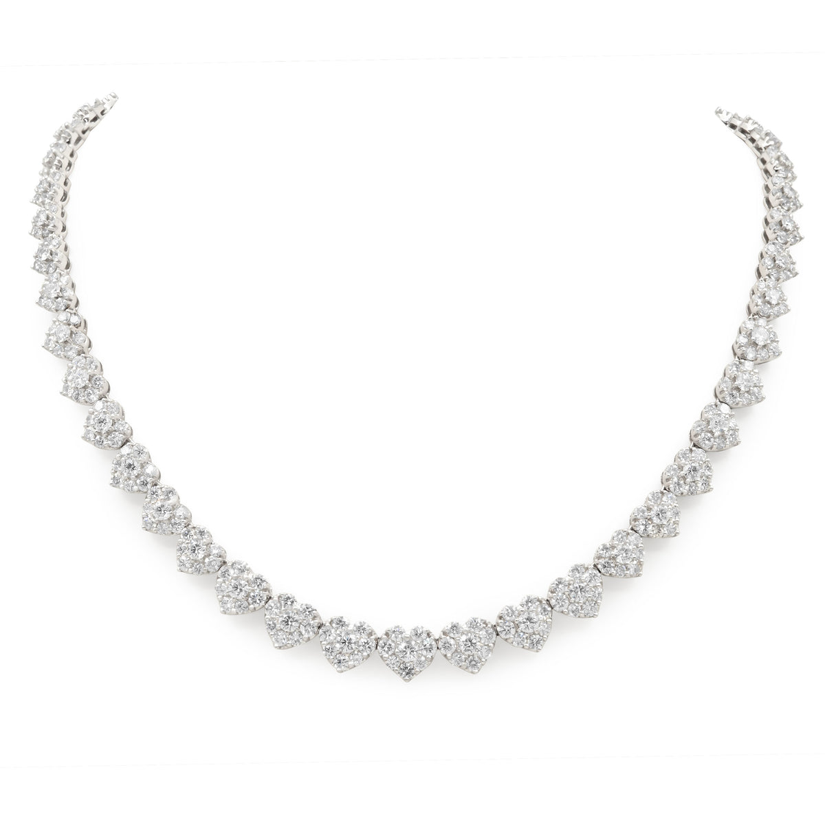 Diamond heart link necklace in 18K white gold