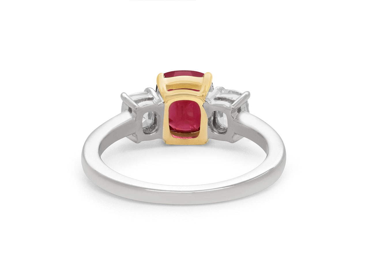 Beladora 'Bespoke' Three Stone Red Spinel and Diamond Ring, in Platinum