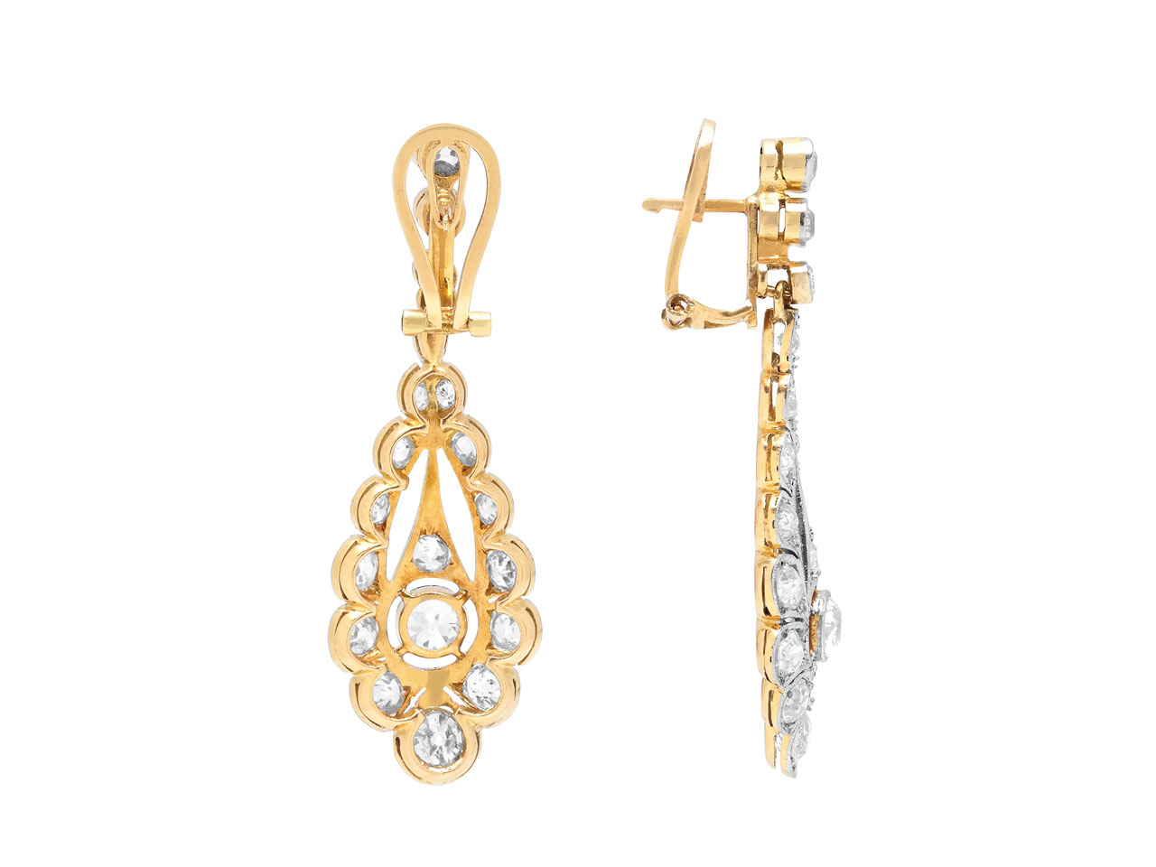 Antique Edwardian Diamond Earrings in Platinum and 18K Gold