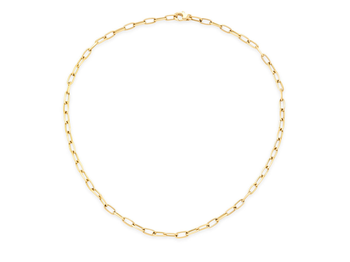 Italian 18K yellow gold cable link chain necklace