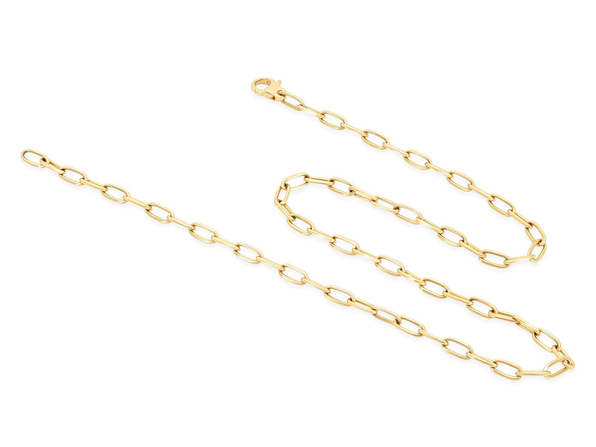 18K yellow gold cable link chain with lobster clasp