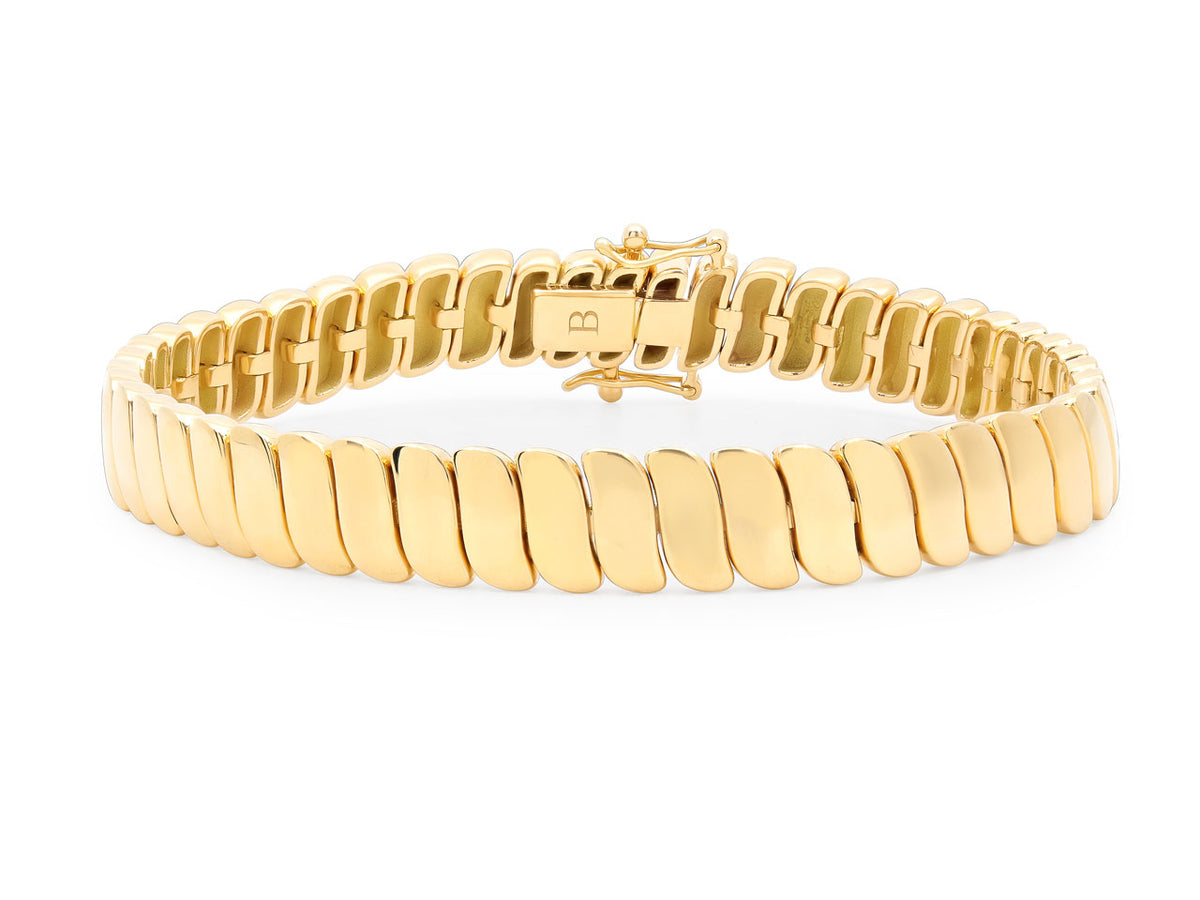 Polished 18K gold flexible link bracelet