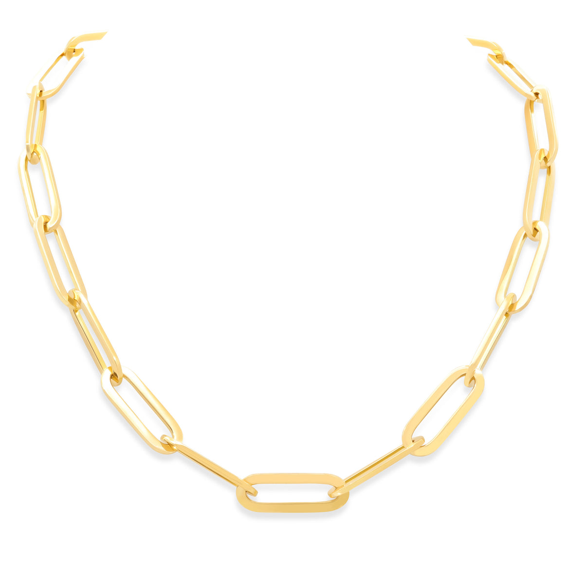 18K gold elongated link necklace