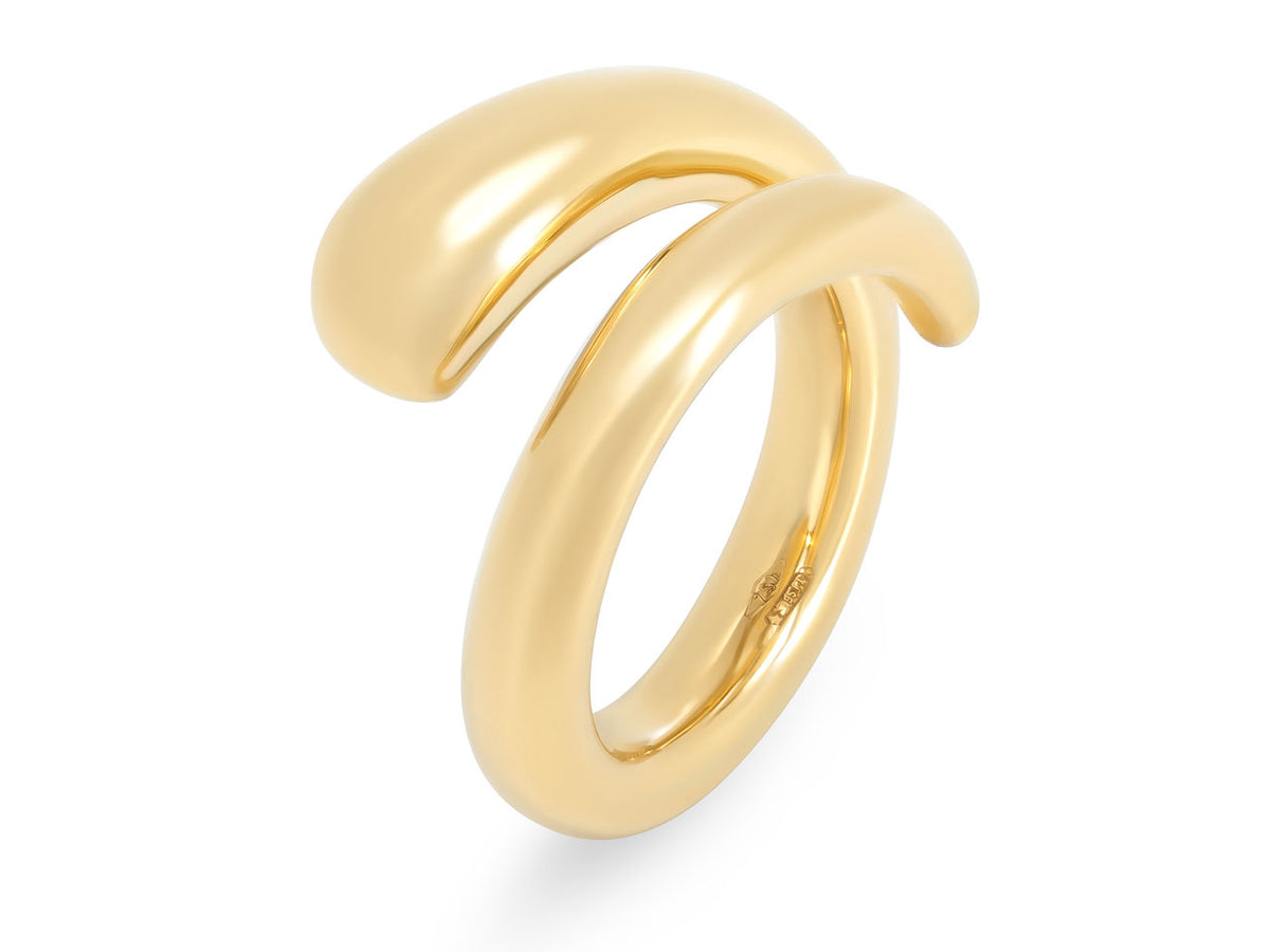 Polished 18K yellow gold snake wrap ring