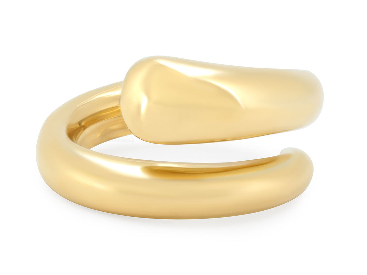 Polished 18K yellow gold snake wrap ring