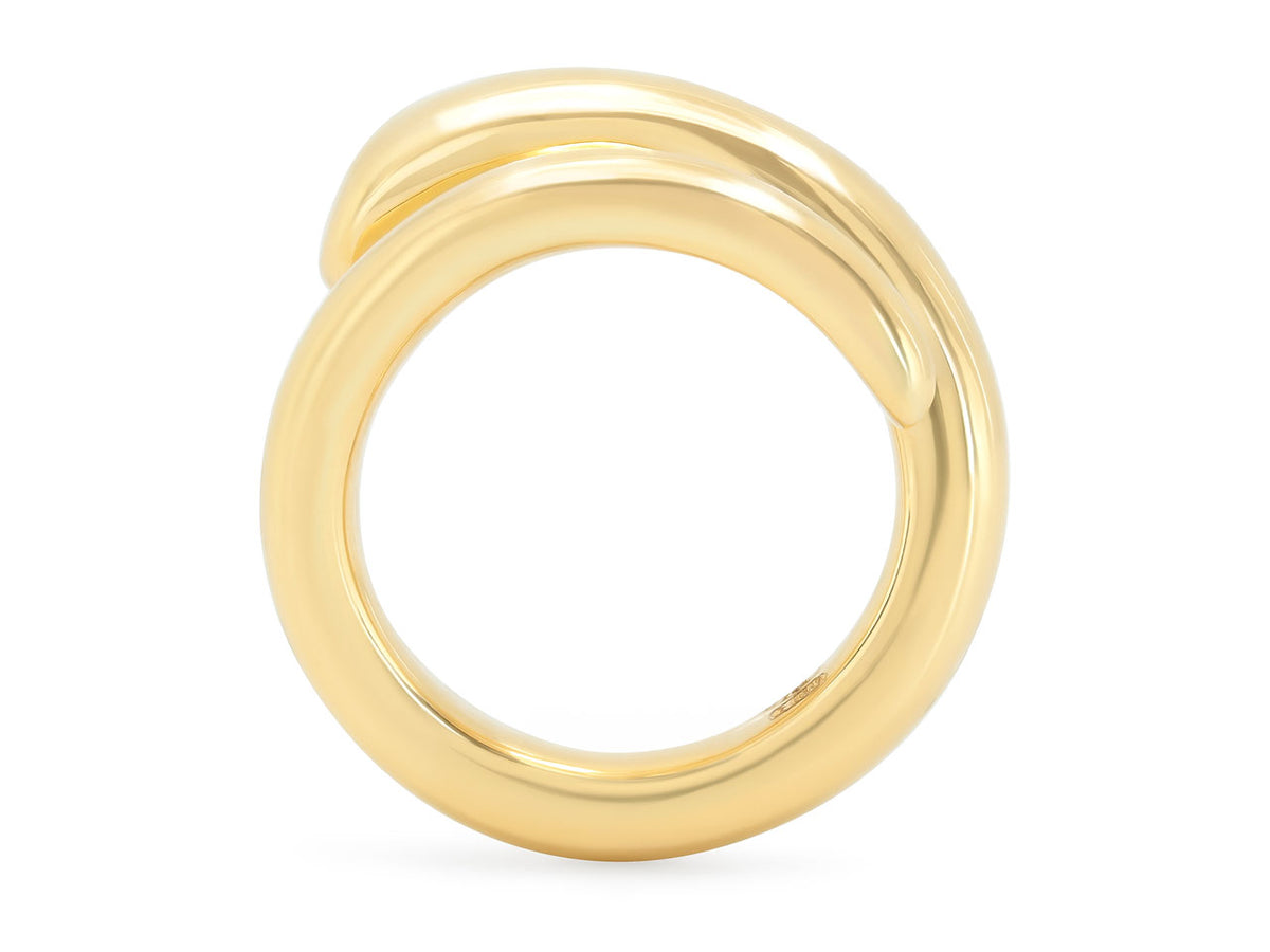 Polished 18K yellow gold snake wrap ring