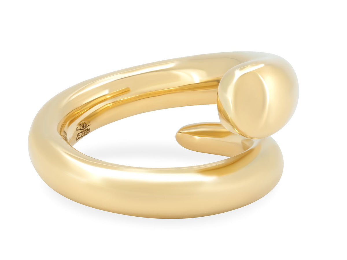 Polished 18K yellow gold bypass snake wrap ring