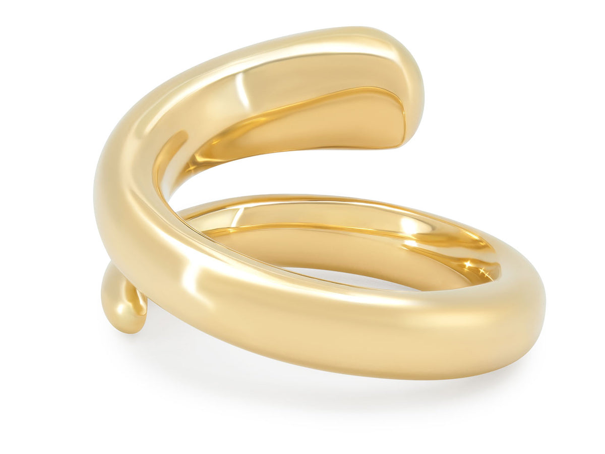 Polished 18K yellow gold bypass snake wrap ring