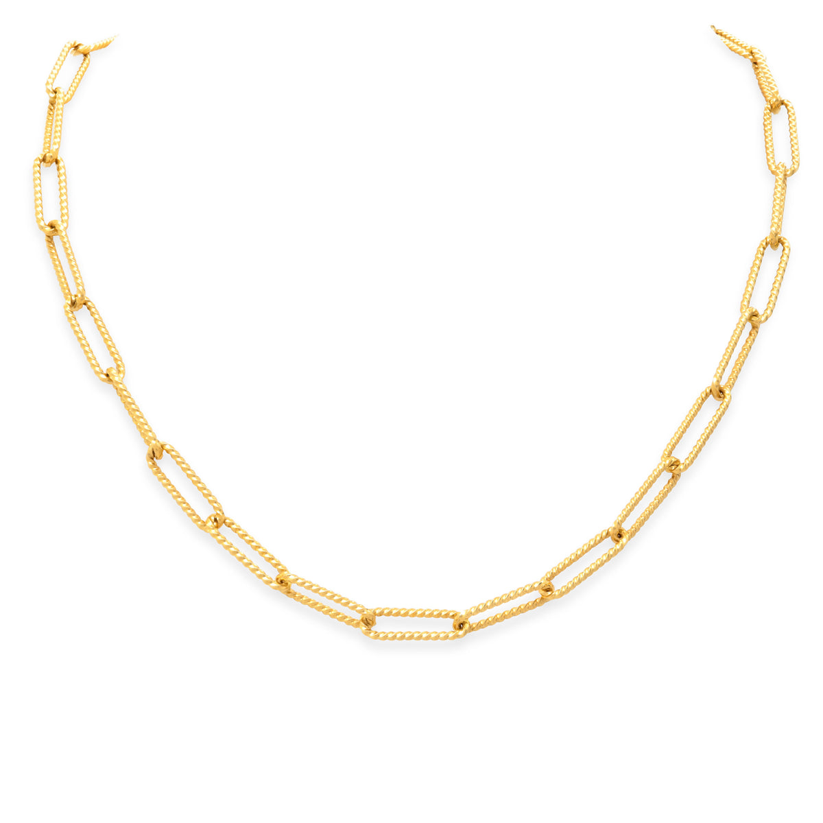 18k yellow gold rope texture link necklace
