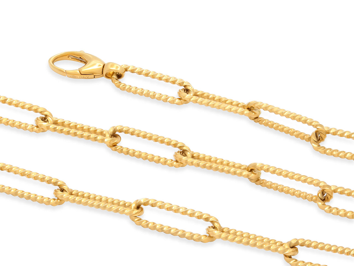 18k yellow gold twisted rope link necklace with clasp