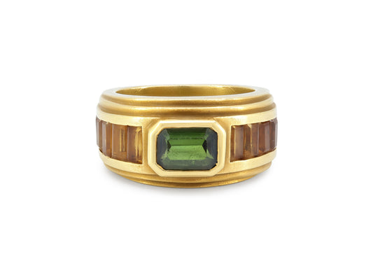 Kieselstein-Cord Tourmaline and Citrine Ring in 18K Gold