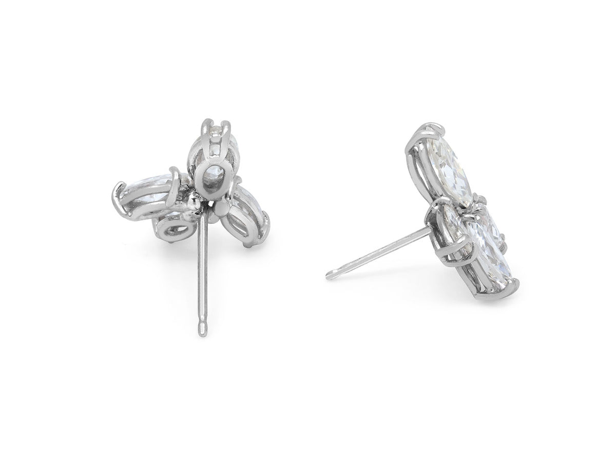 Platinum earrings with marquise cut diamond clusters