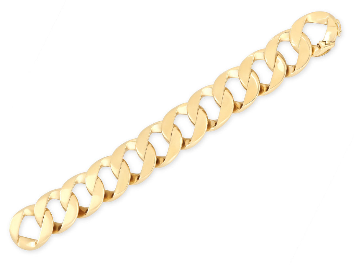 18K gold curb link bracelet with clasp accent