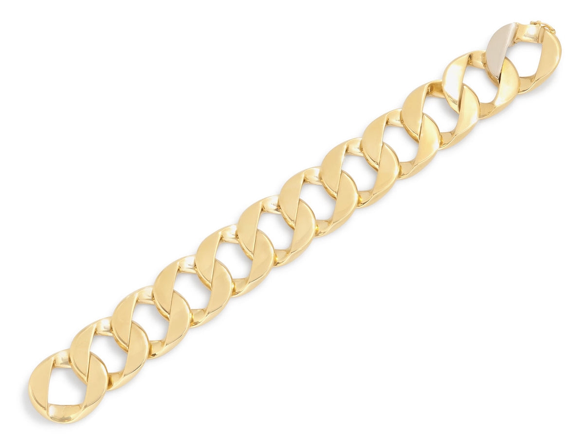 Polished 18K yellow gold curb link bracelet