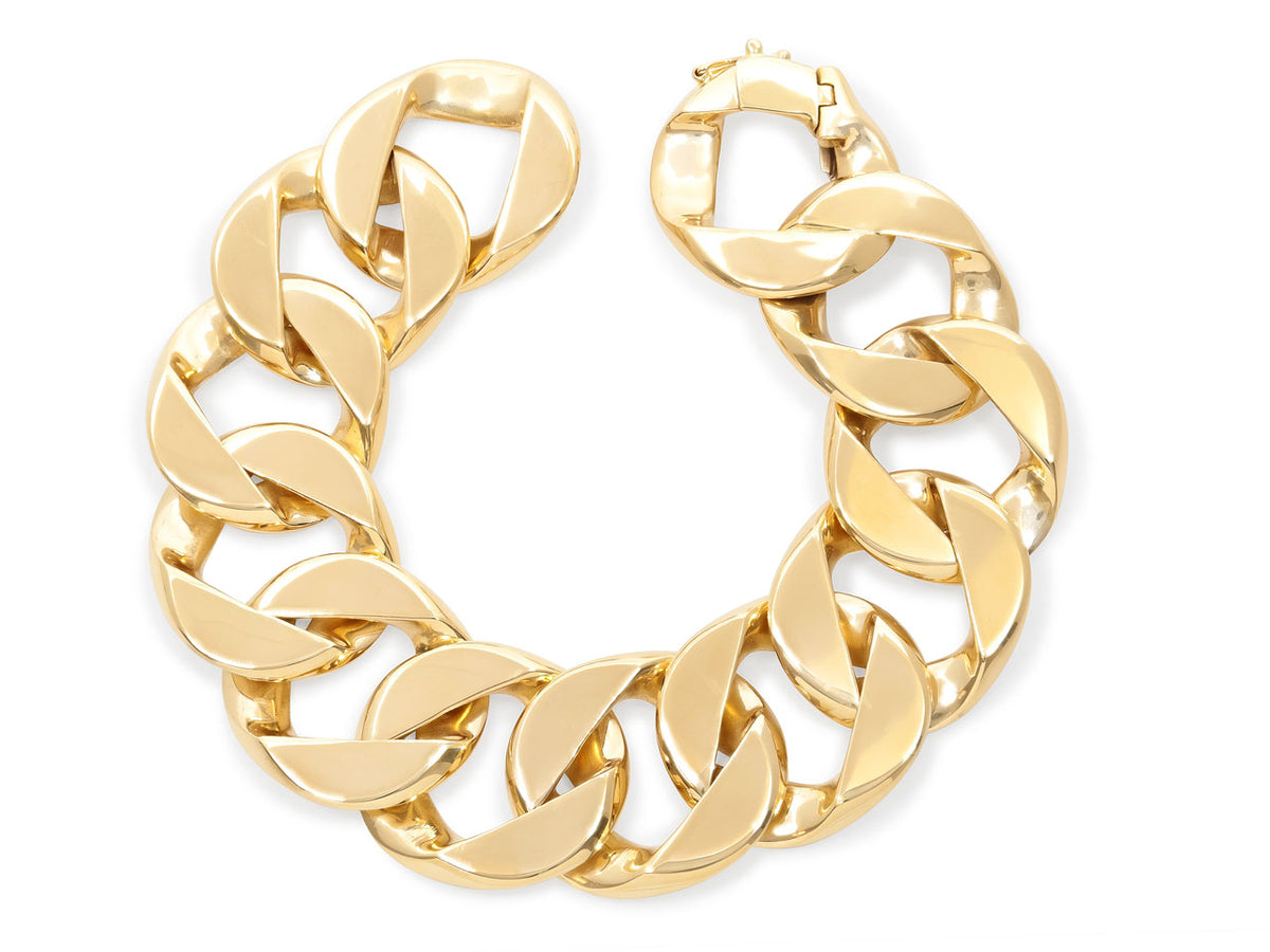 18K gold curb link bracelet with white gold clasp