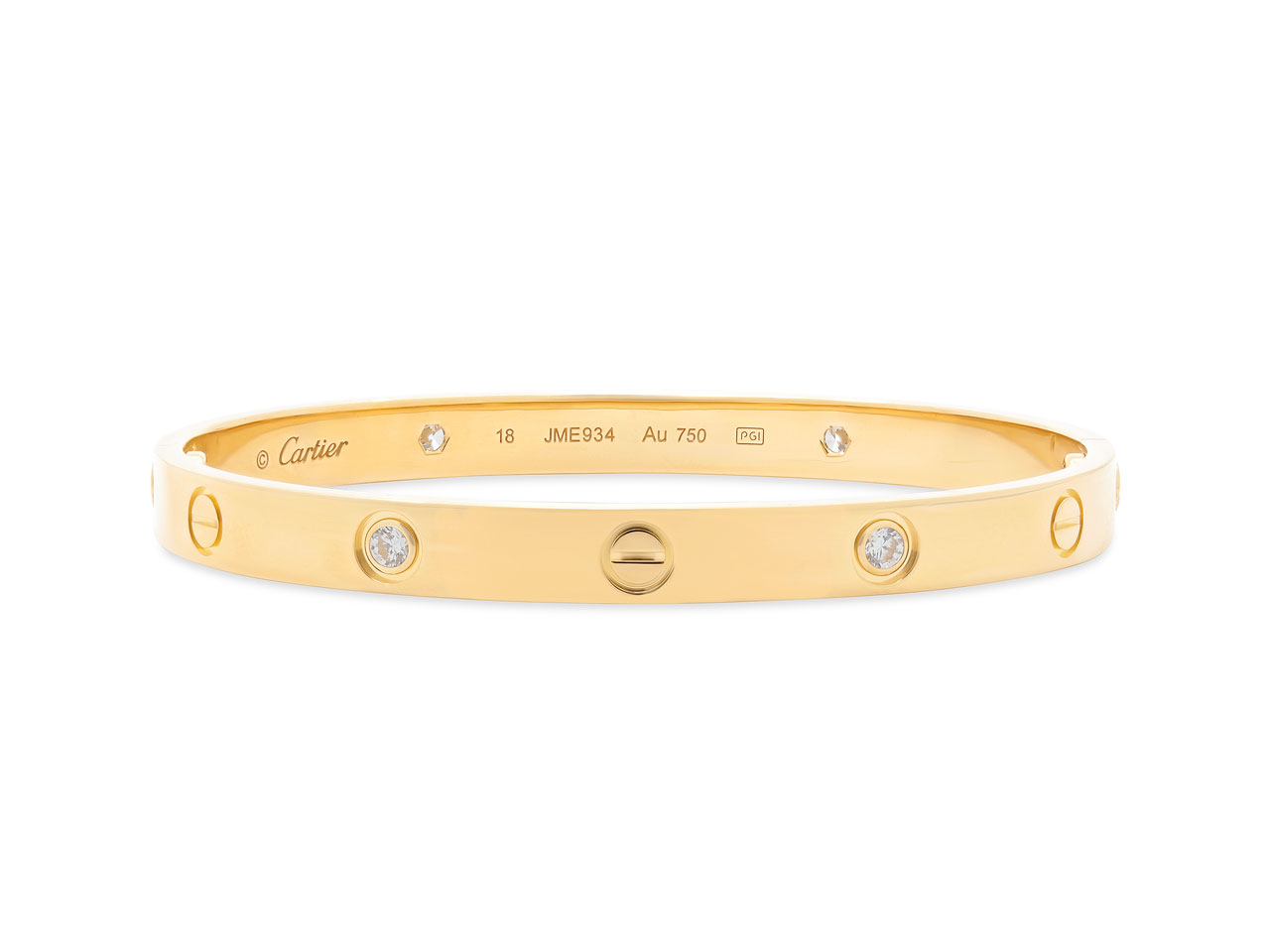 Cartier 'Love' Bracelet, 4 Diamonds, 18K Gold, Size 18