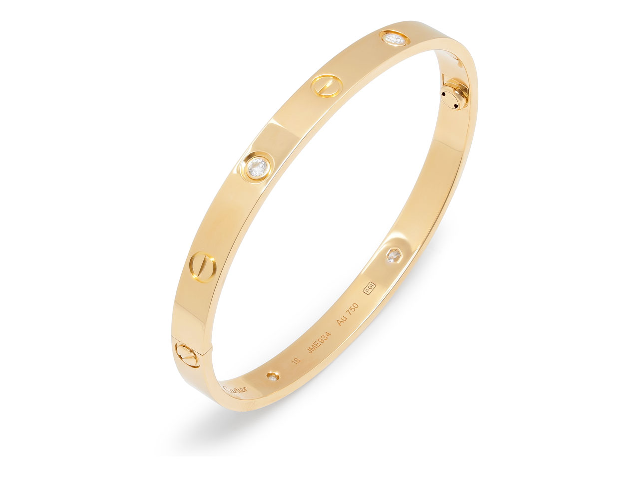 Cartier 'Love' Bracelet, 4 Diamonds, 18K Gold, Size 18