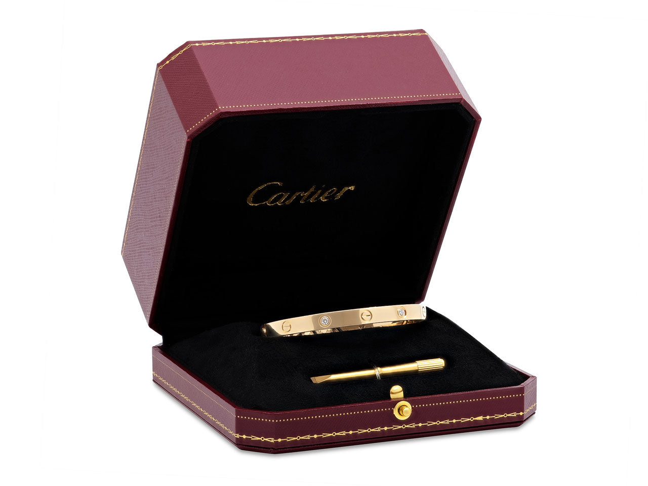 Cartier 'Love' Bracelet, 4 Diamonds, 18K Gold, Size 18