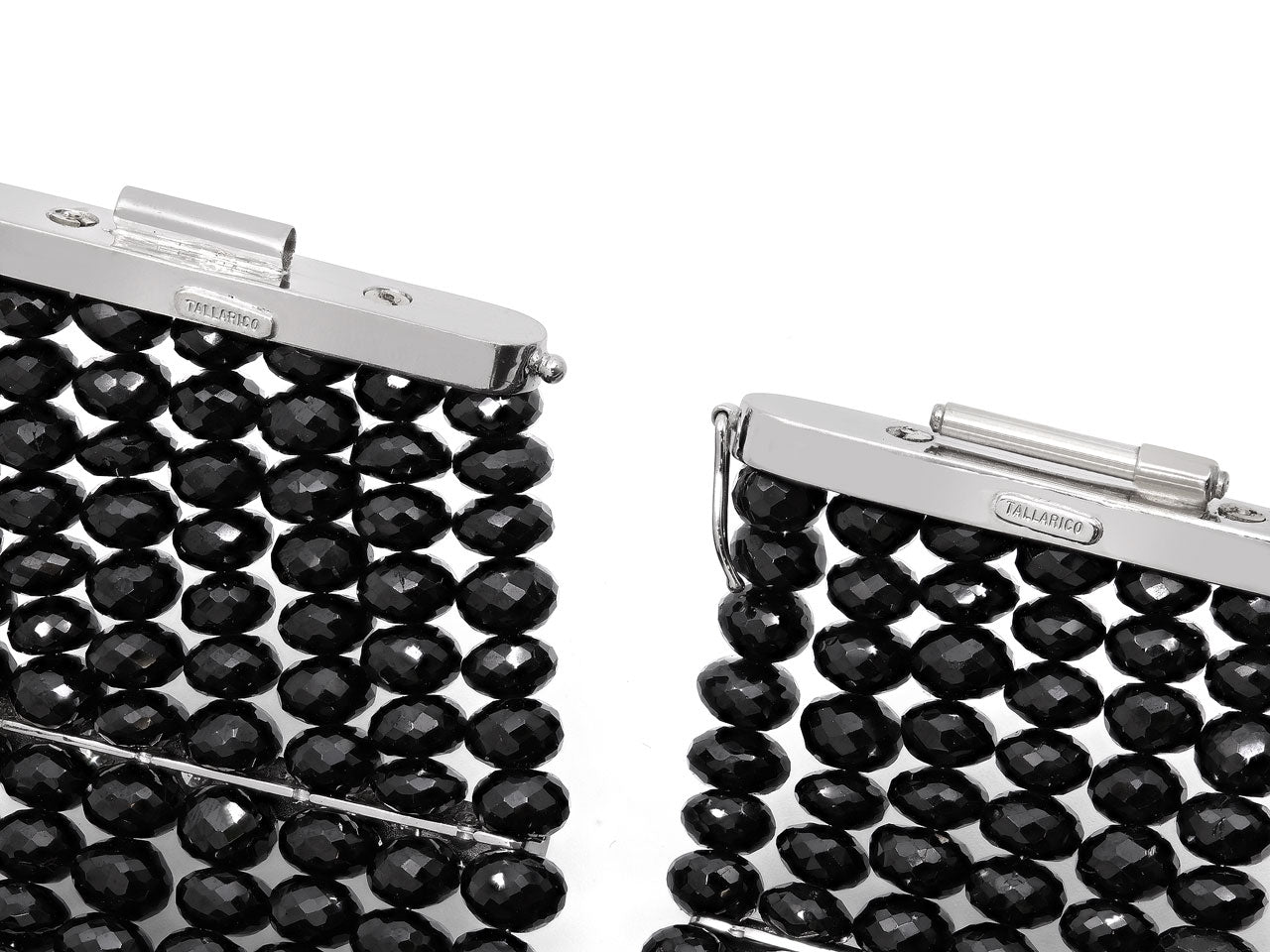Set of Tallarico Onyx and Diamond Cuff Bracelets in 18K White Gold