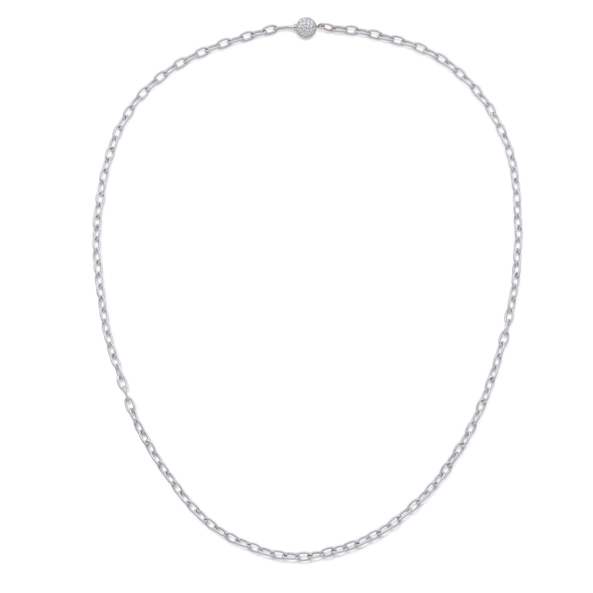 Oval Link Necklace in 18K White Gold