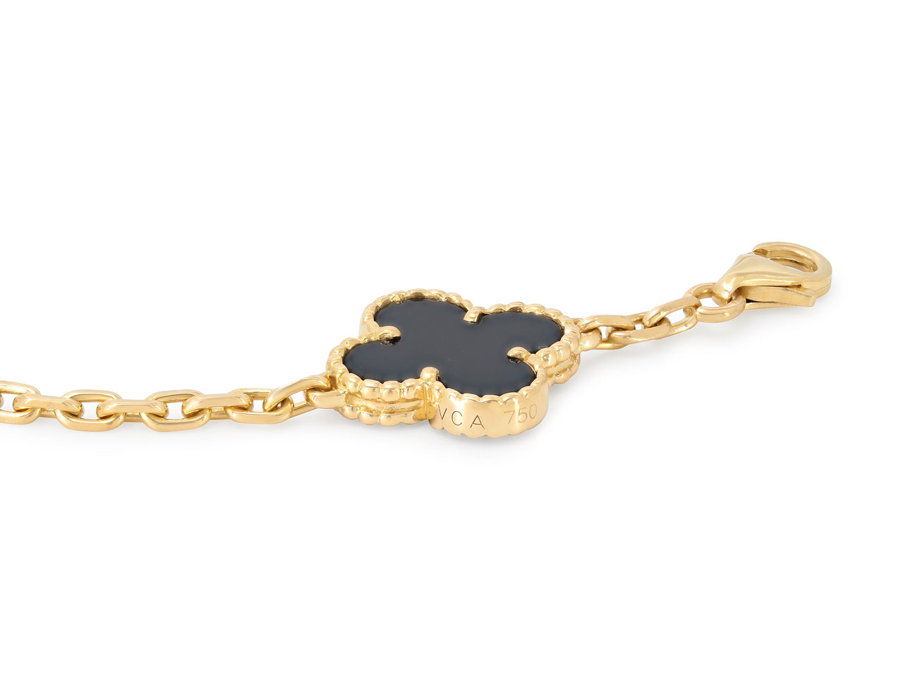 Van Cleef & Arpels 'Vintage Alhambra' Onyx Necklace, 12 Motifs, in 18K Gold