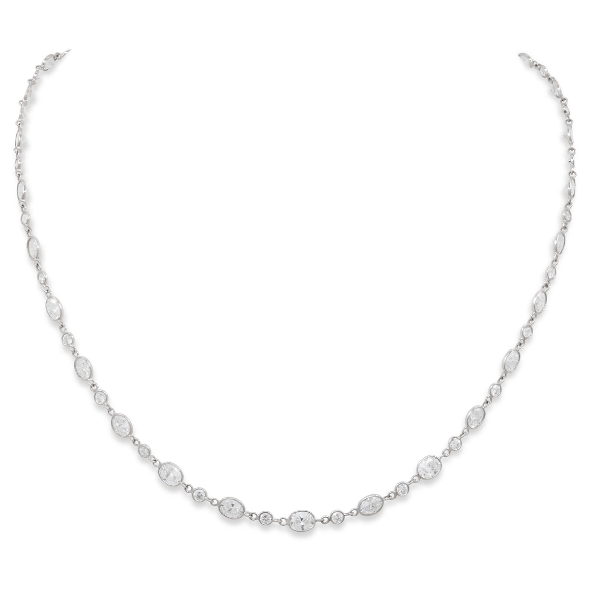 Beladora 'Bespoke' Oval Diamond Station Necklace in Platinum