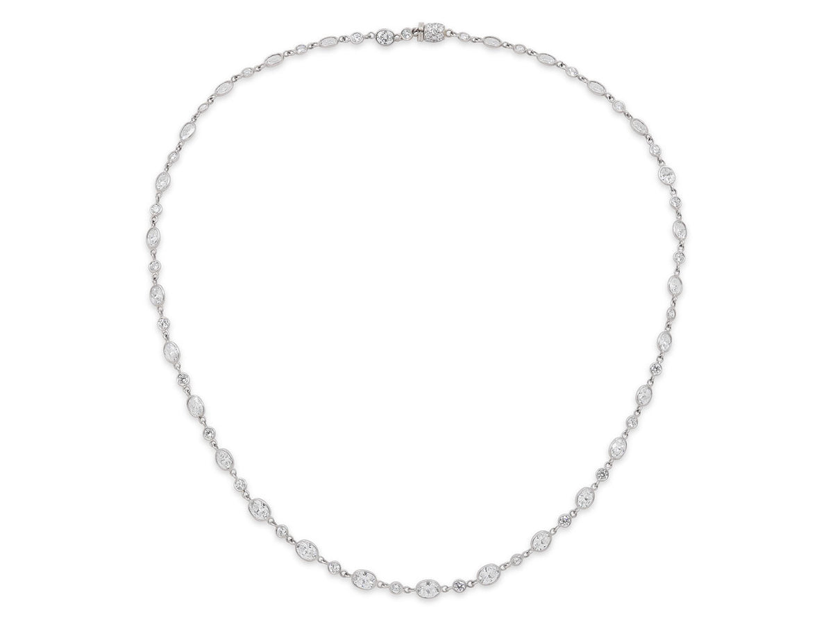 Beladora 'Bespoke' Oval Diamond Station Necklace in Platinum