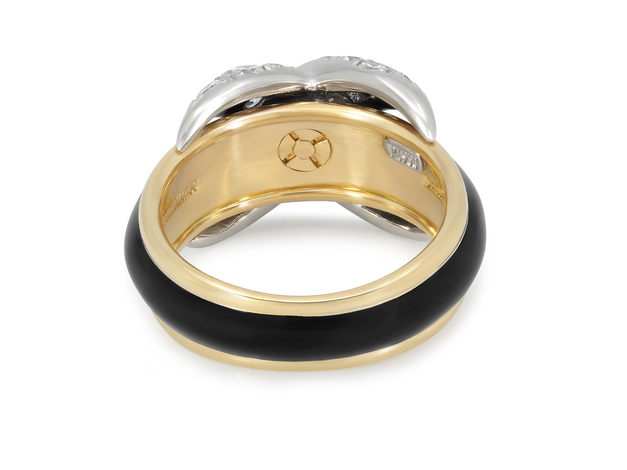 Tiffany & Co. Schlumberger Diamond and Enamel 'X' Ring in 18K Gold and Platinum
