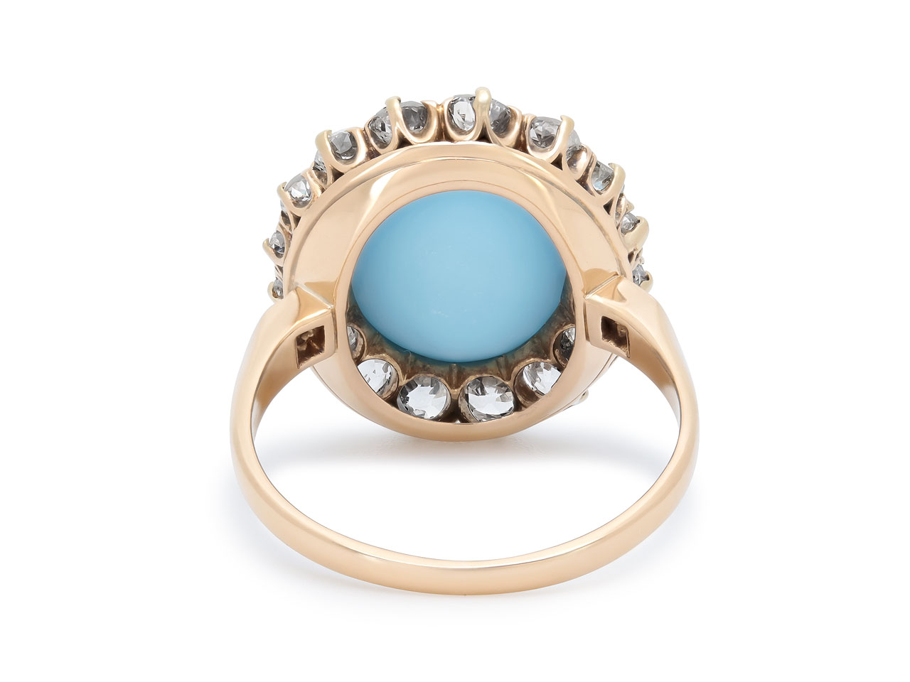 Antique Victorian Turquoise and Diamond Ring in 14K Gold