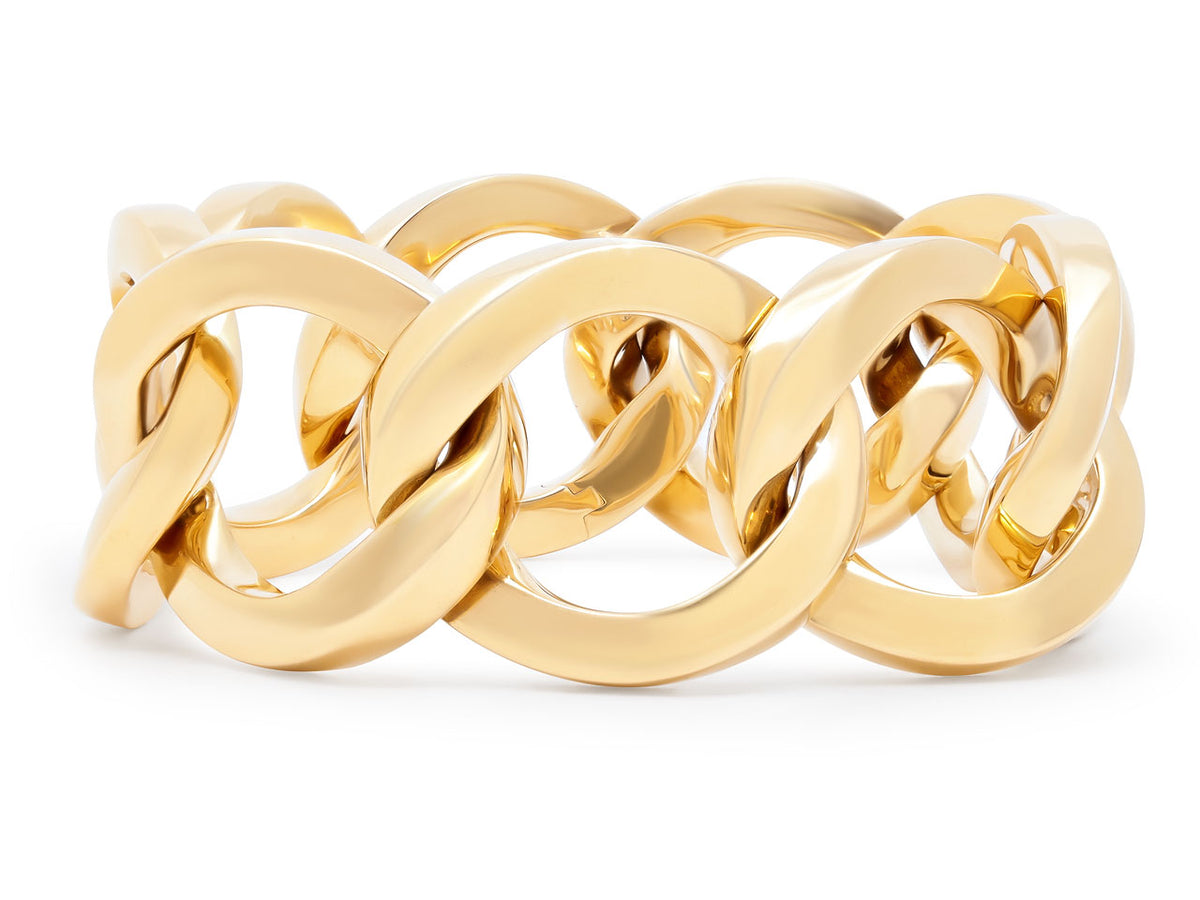 Polished 18K yellow gold bracelet with large undulating links