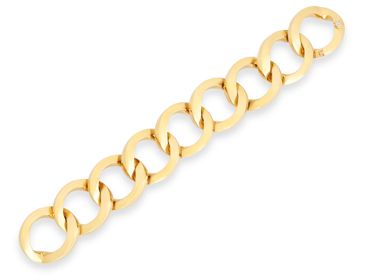 Large link bracelet in polished 18K yellow gold