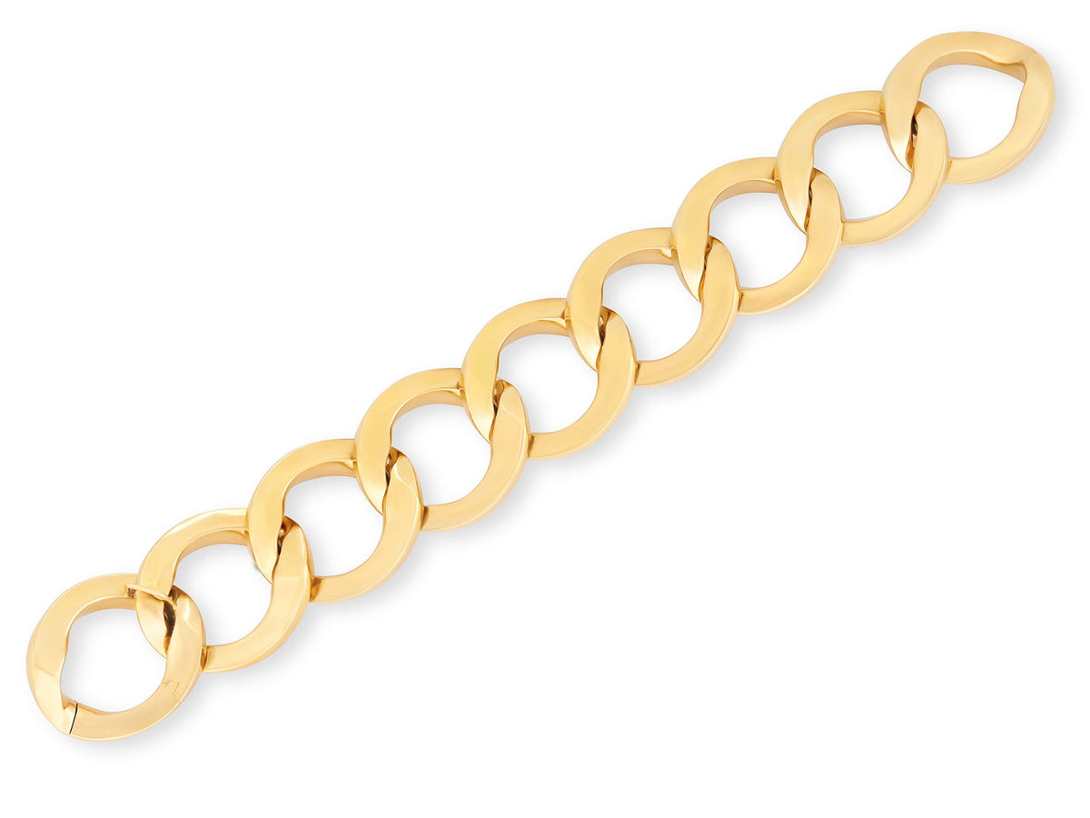 Large link bracelet in polished 18K yellow gold