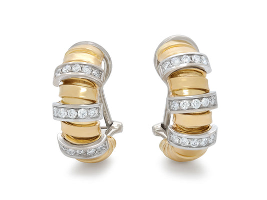 Tubogas Earrings with Diamonds, in 18K Gold, by Beladora