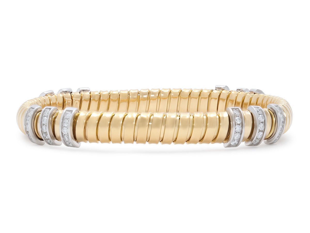 Tubogas Bracelet with Diamonds, in 18K Gold, by Beladora
