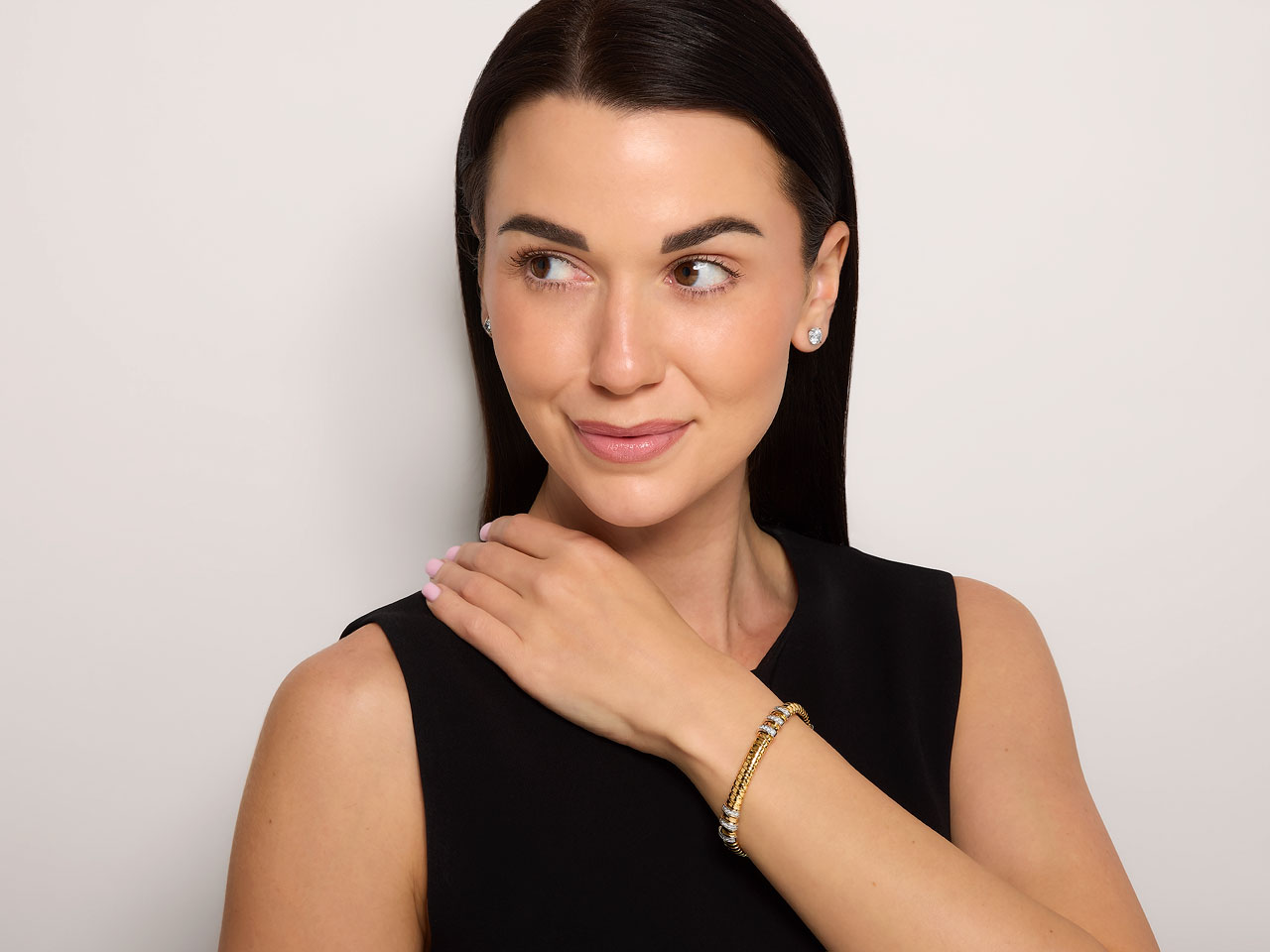 Tubogas Bracelet with Diamonds, in 18K Gold, by Beladora