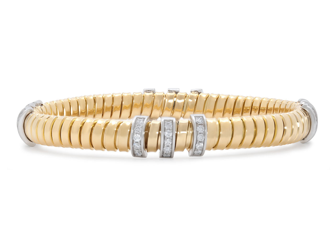 Tubogas Bracelet with Diamonds, in 18K Gold, by Beladora
