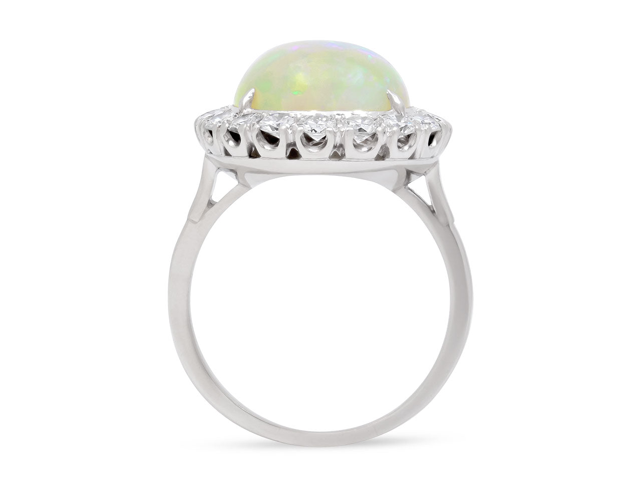 White Opal and Diamond Ring in Platinum