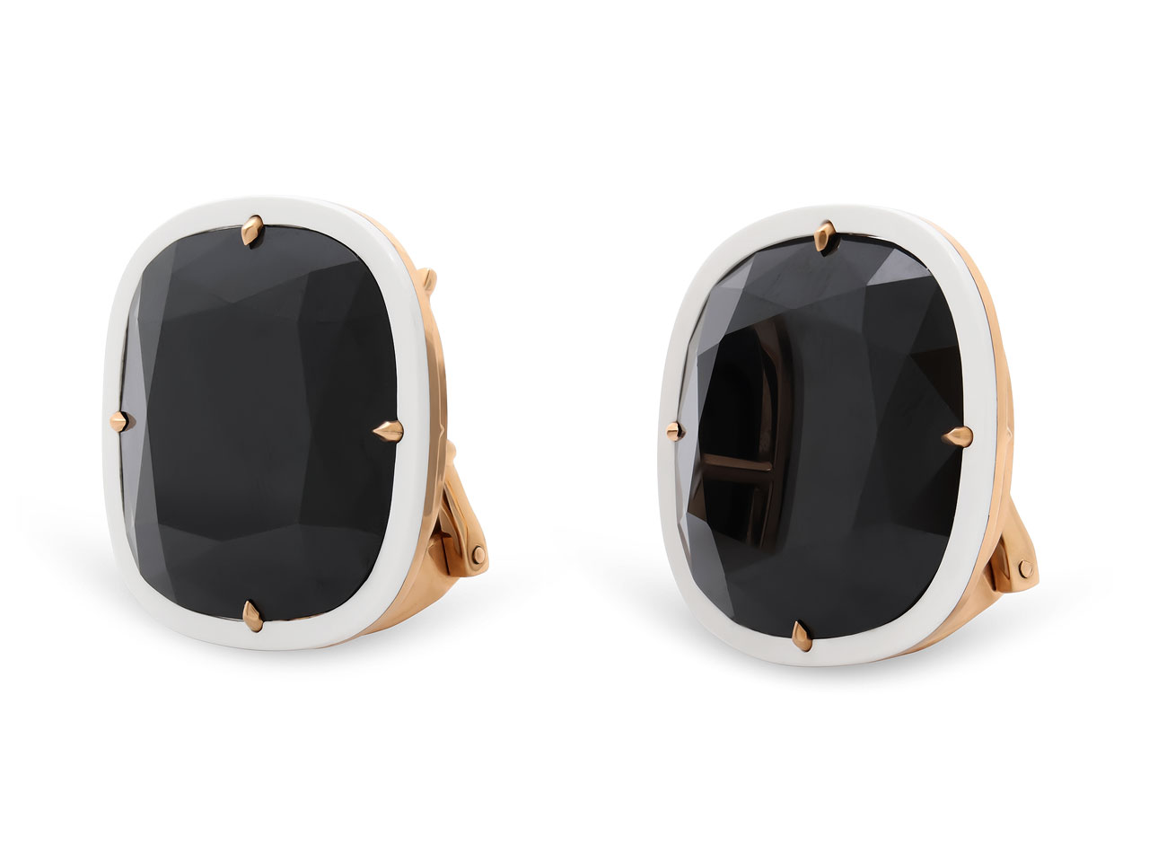 Taffin Black Spinel and Ceramic Earrings in 18K Rose Gold