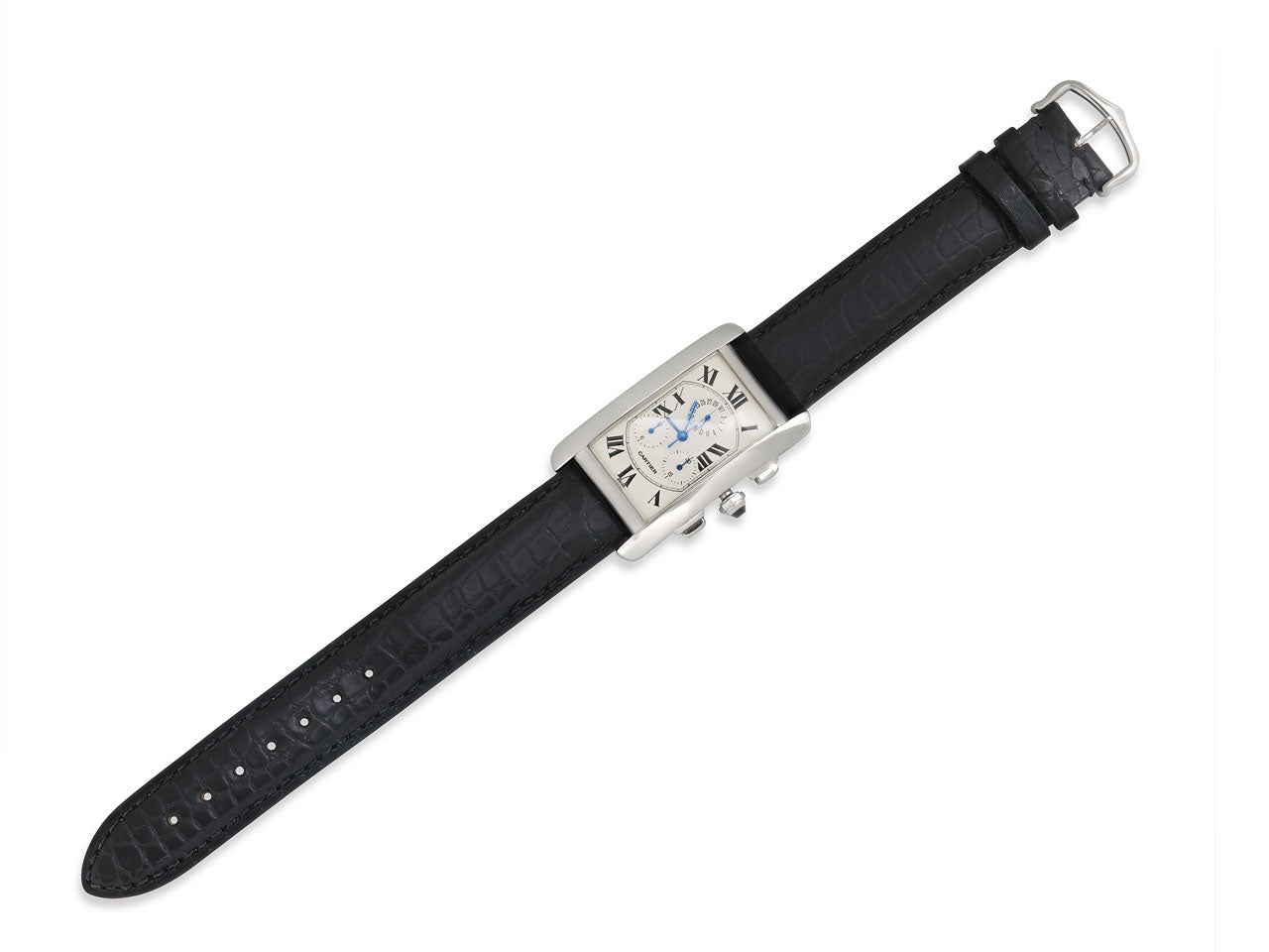Cartier 'Tank Americaine' Chronoflex Watch in 18K White Gold