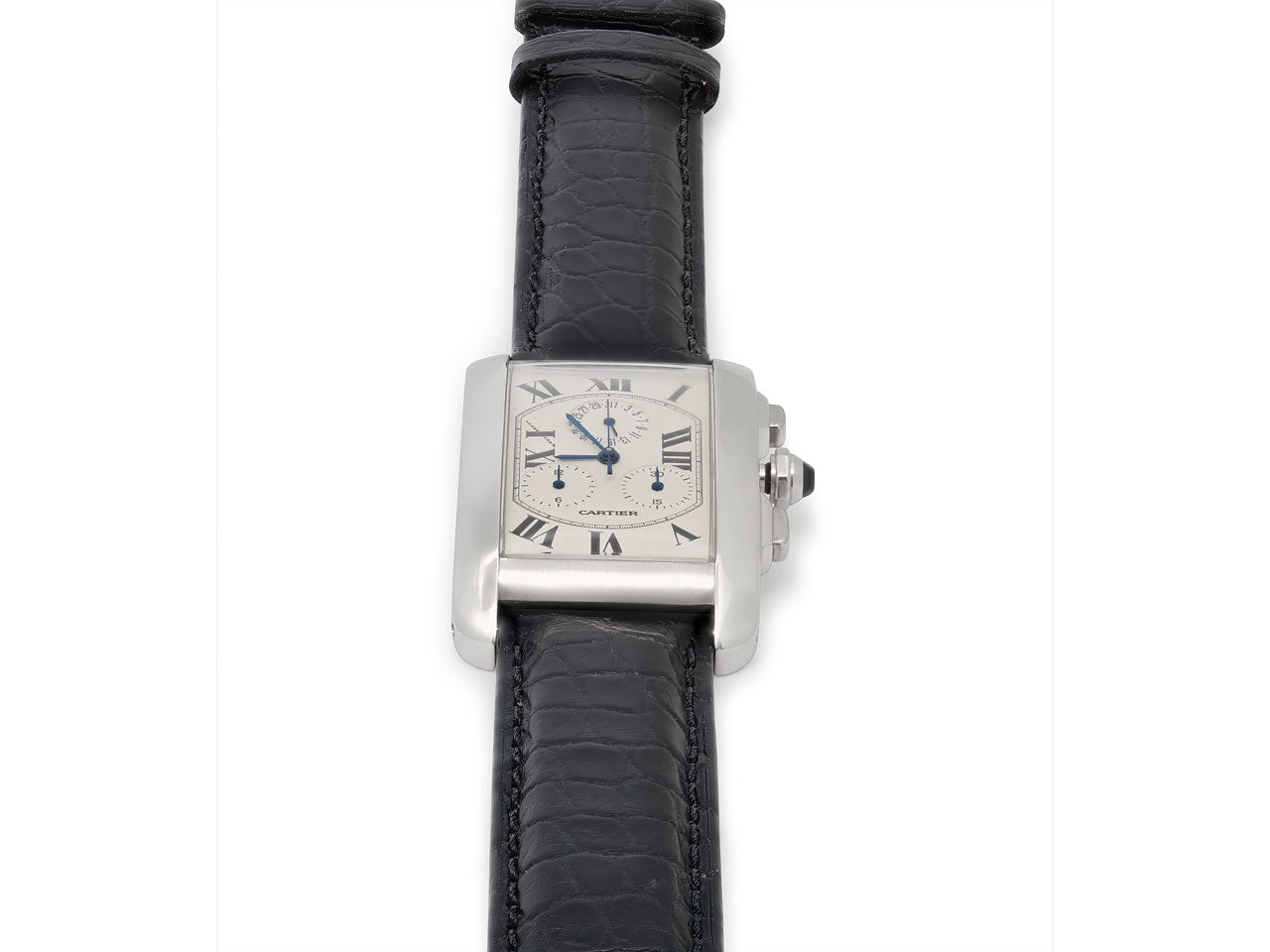Cartier 'Tank Americaine' Chronoflex Watch in 18K White Gold