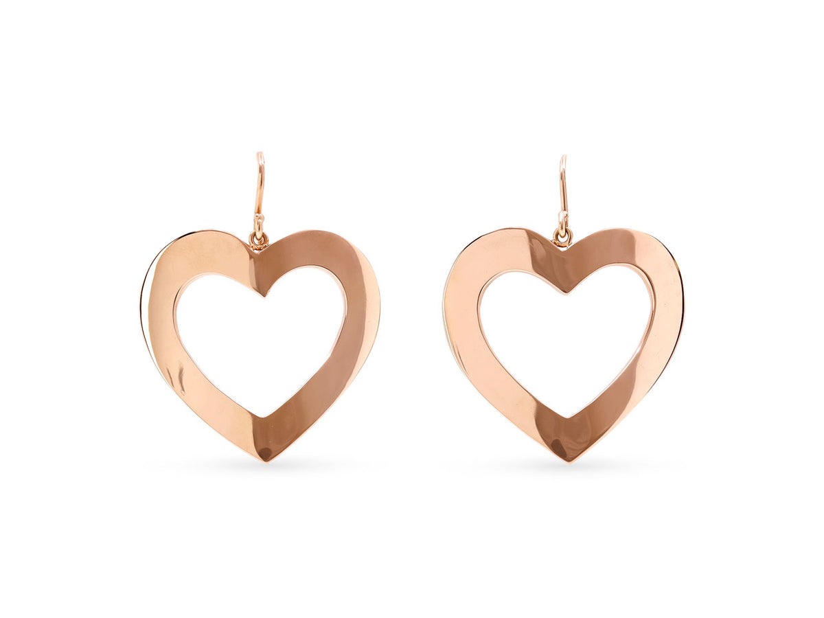 Openwork heart earrings in polished 18K rose gold