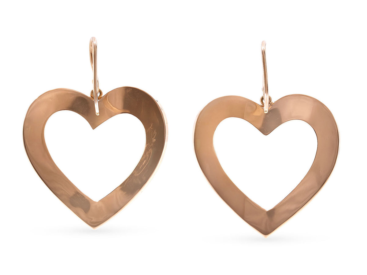 Openwork heart earrings in polished 18K rose gold