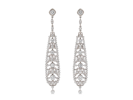 Beladora 'Bespoke' Diamond Pendant Earrings in 18K White Gold