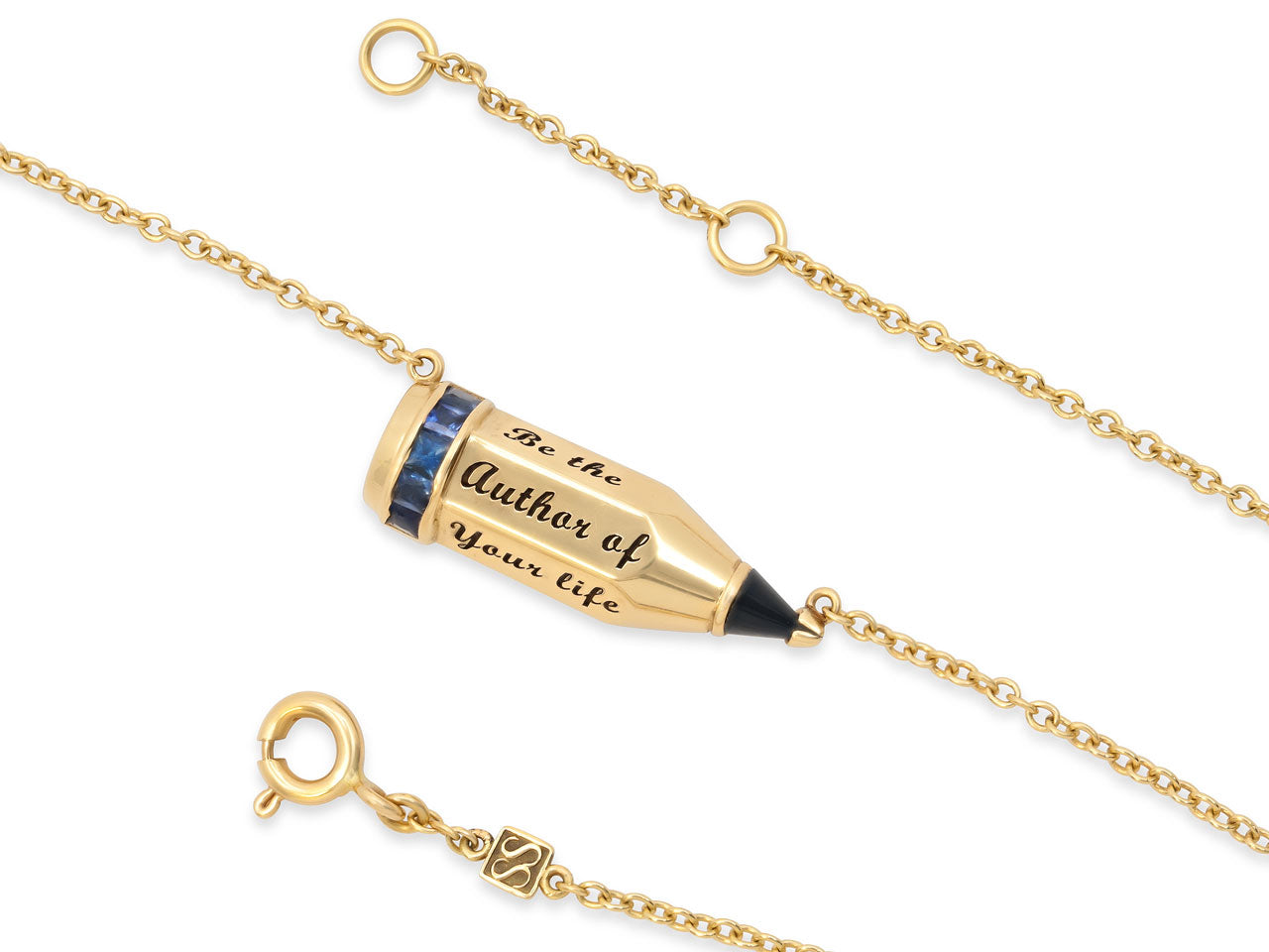 Sally Sohn 'Pencil' Sapphire Necklace in 18K Gold