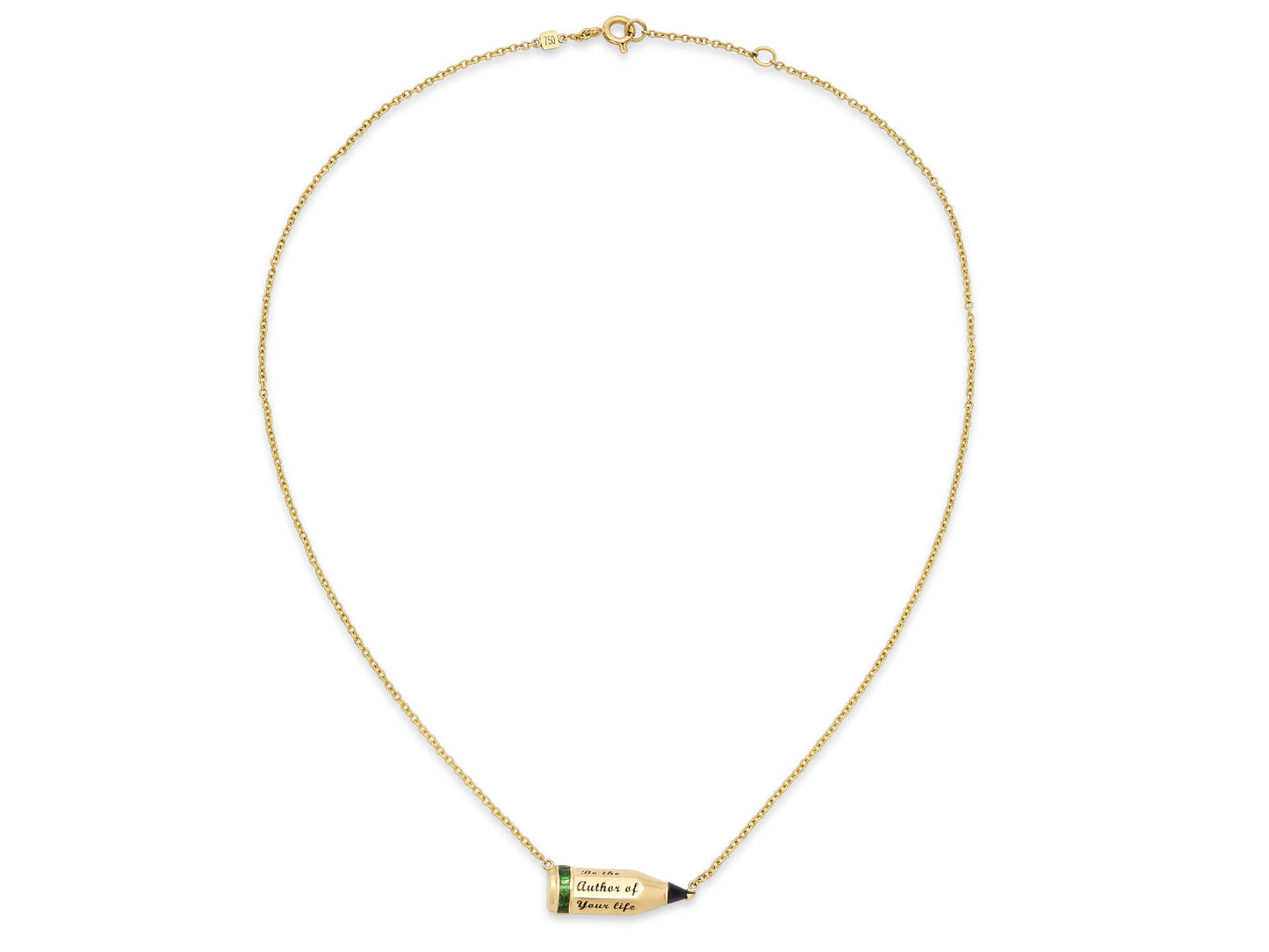 Sally Sohn 'Pencil' Tsavorite Necklace in 18K Gold