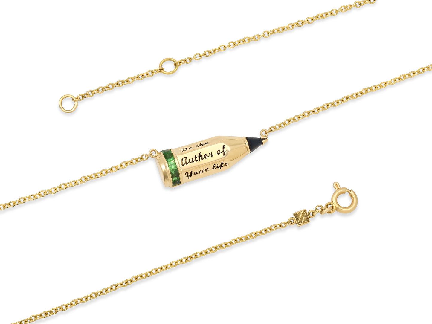 Sally Sohn 'Pencil' Tsavorite Necklace in 18K Gold