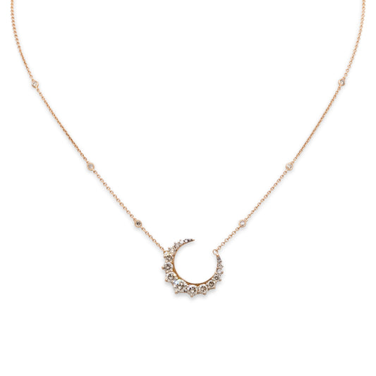 Crivelli Diamond Crescent Necklace in 18K Rose Gold