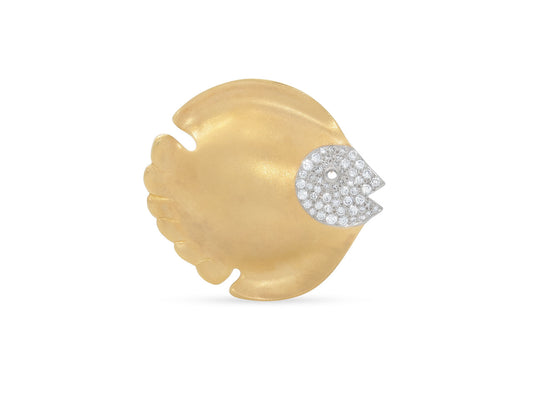 Tiffany & Co. Angela Cummings Diamond Fish Brooch/Pendant in 18K Gold and Platinum