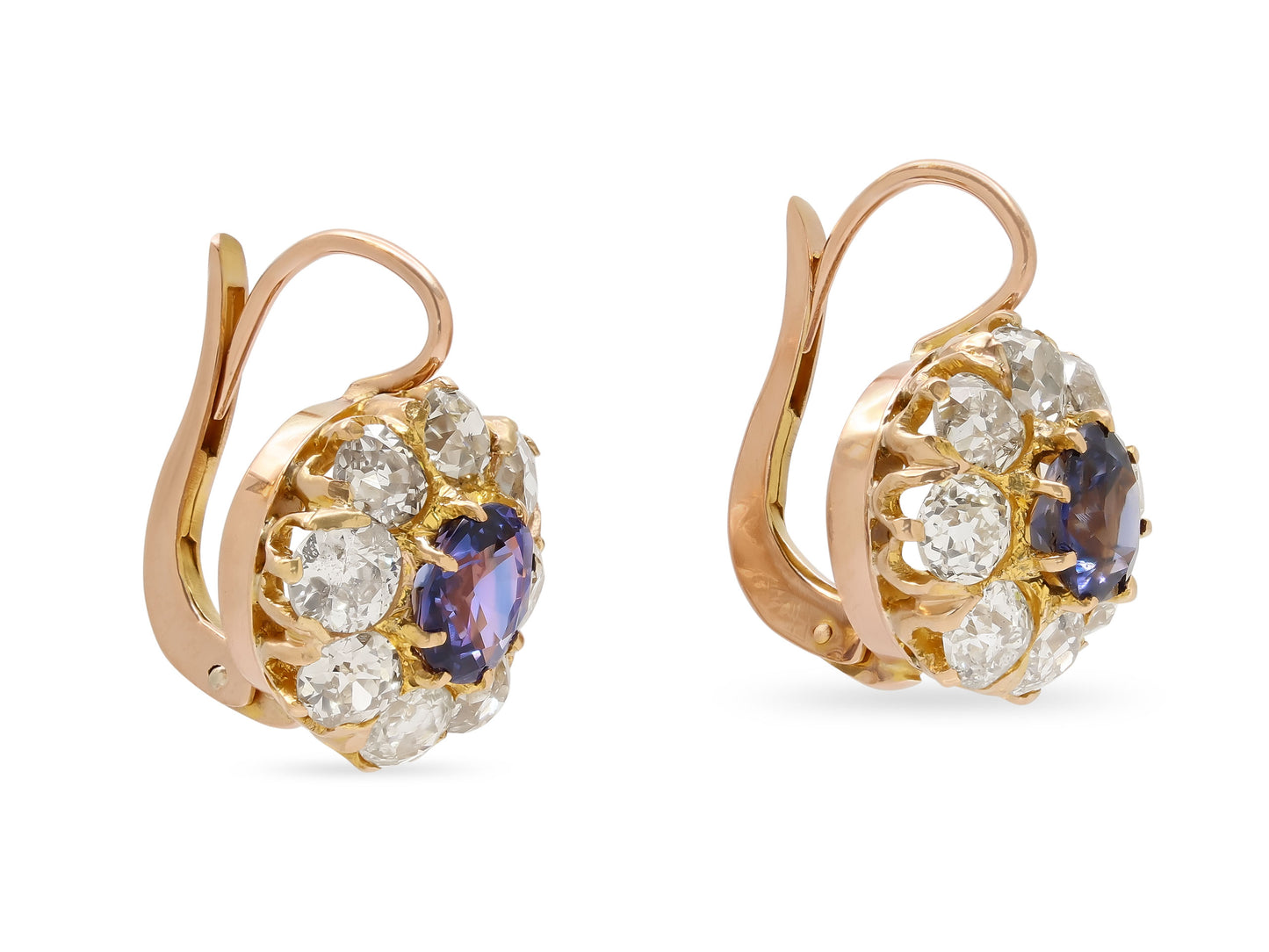 Antique Victorian Sapphire and Diamond Earrings in 18K Gold